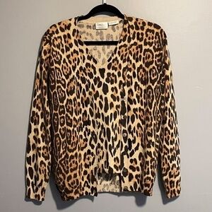 Vintage Leopard Print Neiman Marcus Cashmere Cardigan and T Shirt Twinset